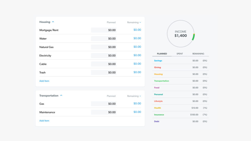 EveryDollar UI